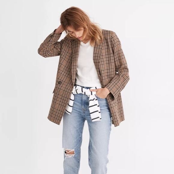 Madewell Jackets & Blazers - Madewell Dorset Blazer in Tan Coster Plaid 1X